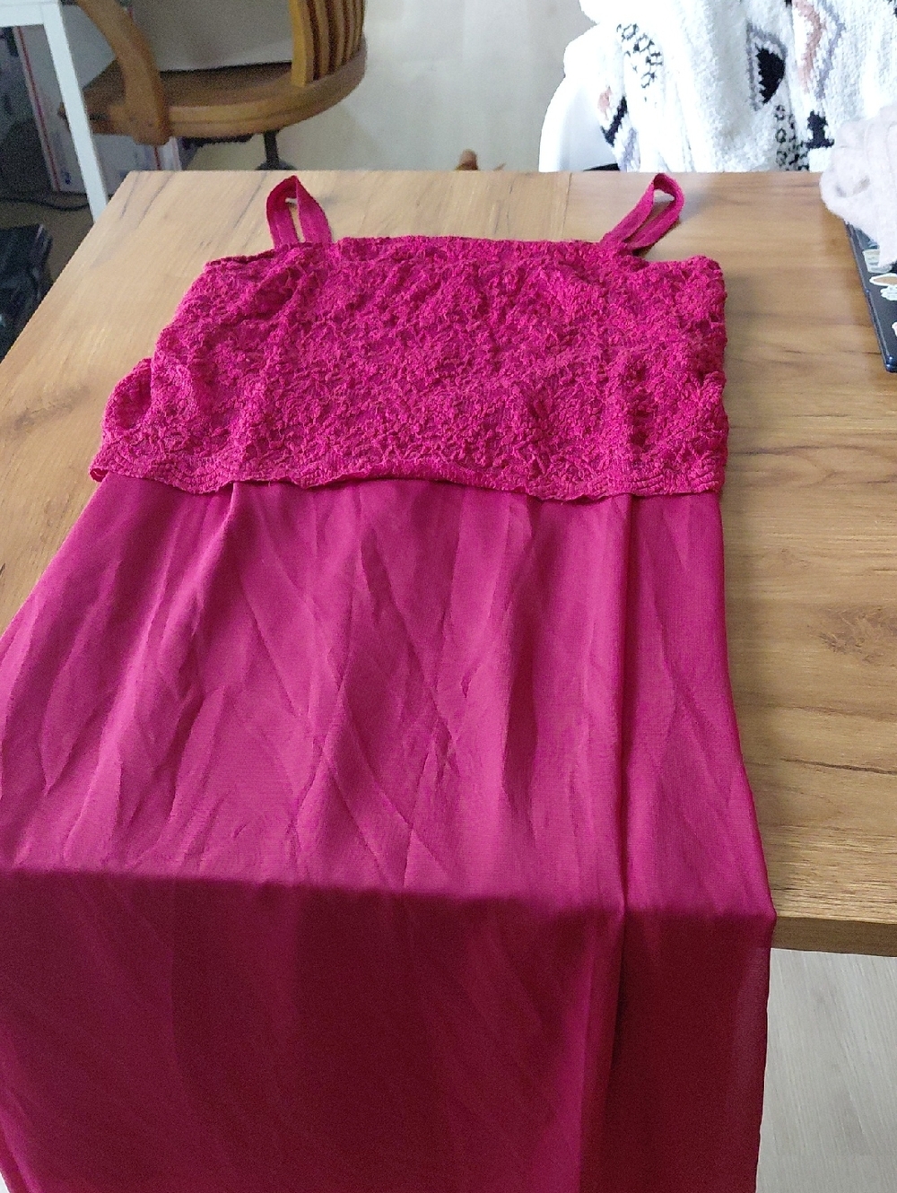 Source Unknown Fuchsia Lace-Top Maxi Dress